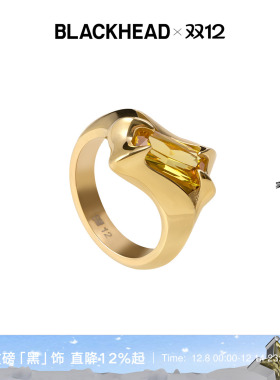 【王安宇同款】BLACKHEAD/黑头黑胶浪潮系列尖刺黄锆石戒指原创