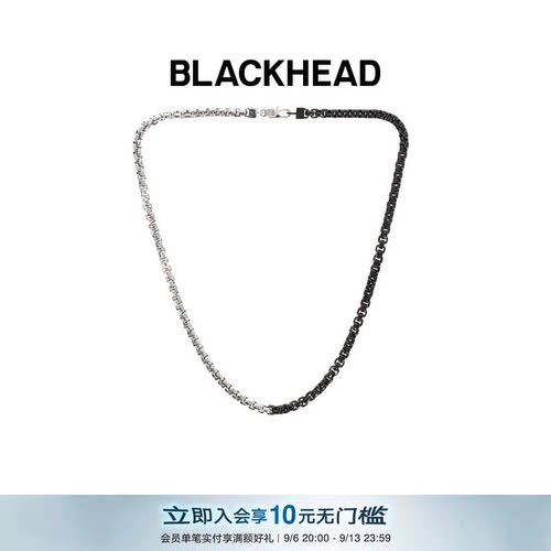 黑银拼色钛钢链条项链