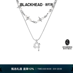 520 吊坠女生夜光锁骨链男士 BLACKHEAD 黑头花朵项链双层情侣新款