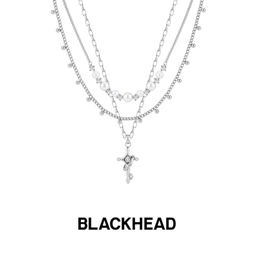 BLACKHEAD/黑头职场新魔法系列芒星钥匙仿珍珠多层项链时尚百搭