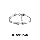 BLACKHEAD 手链女 黑头S925银拼接骨骼手镯原创设计个性