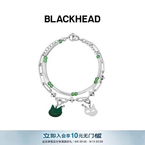 BLACKHEAD猫咪吊坠情侣双层手链