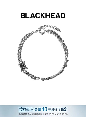 BLACKHEAD/黑头S925银十字星手链原创设计个性夸张造型感