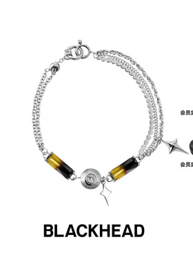BLACKHEAD/黑头黑胶浪潮系列渐变骨碟手链简约个性原创设计