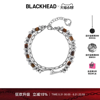 BLACKHEAD/黑头黄虎眼天然串珠手链新款原创设计男女个性
