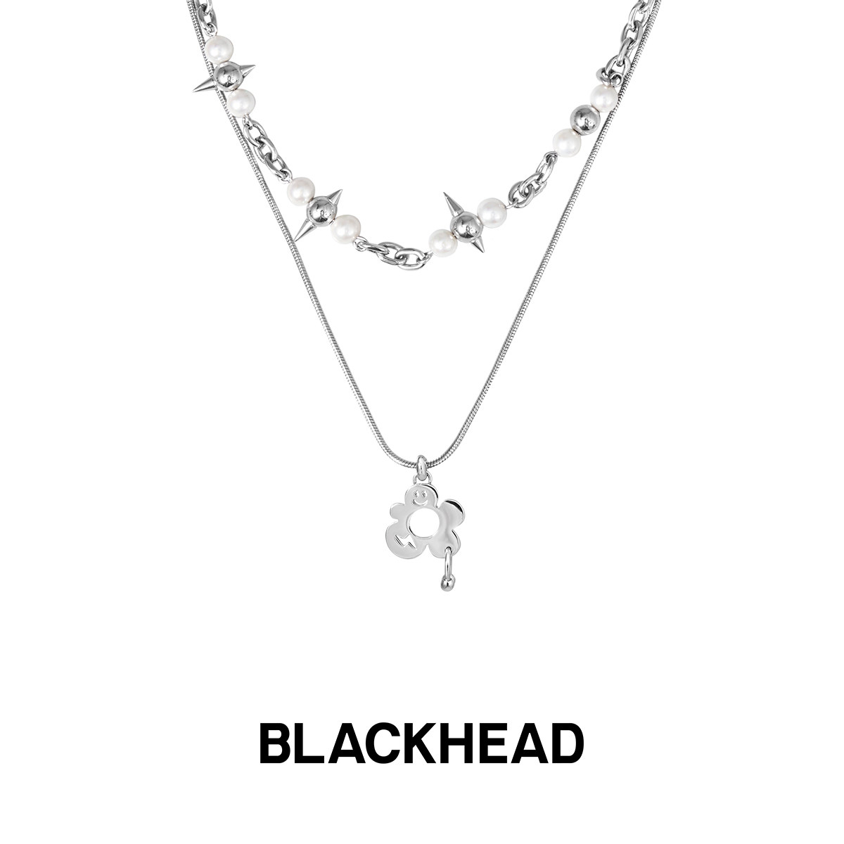 BLACKHEAD/黑头花朵项链双层情侣新款吊坠女生夜光锁骨链男士520