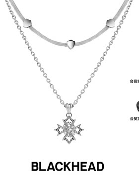 【卓沅同款】BLACKHEAD/黑头出逃舞会系列十字花双层项链简约