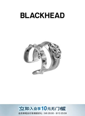 BLACKHEAD/黑头S925银双层穿刺铆钉银戒指原创设计个性春夏新女