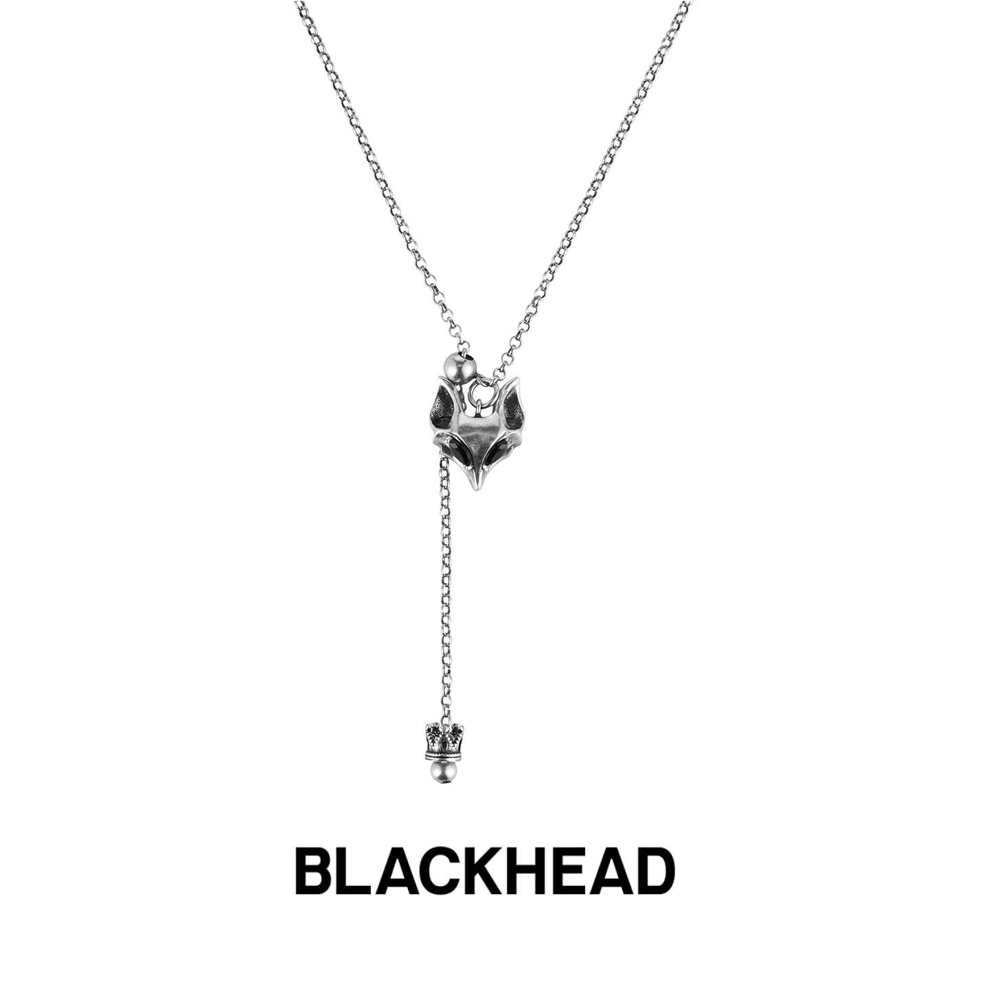 BLACKHEAD/黑头新款S925银小狐狸面具抽拉项链百搭款