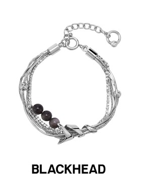 BLACKHEAD/黑头新月骑士系列守护铃流苏手链原创设计新年