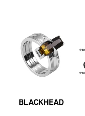 【银赫同款】BLACKHEAD/黑头黑胶浪潮骨碟纹渐变戒指简约