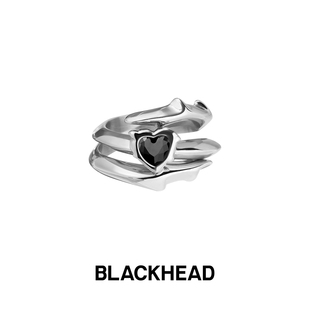 BLACKHEAD/黑头新款小众情人节尖刺爱心戒指