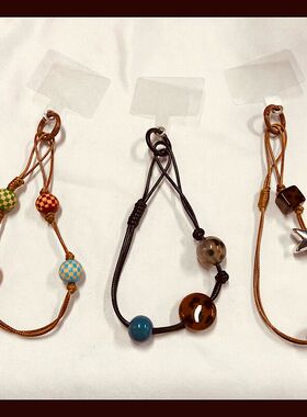 豹纹珠挂绳短款挂绳ccd相机挂件手腕防摔吊坠手工珠串挂链