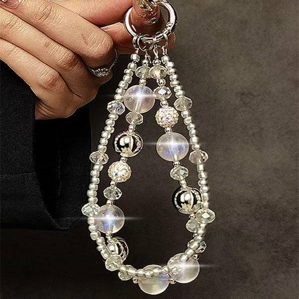 个性创意珠子手提链条手腕短挂绳带夹片手机壳钥匙扣包包挂件女潮