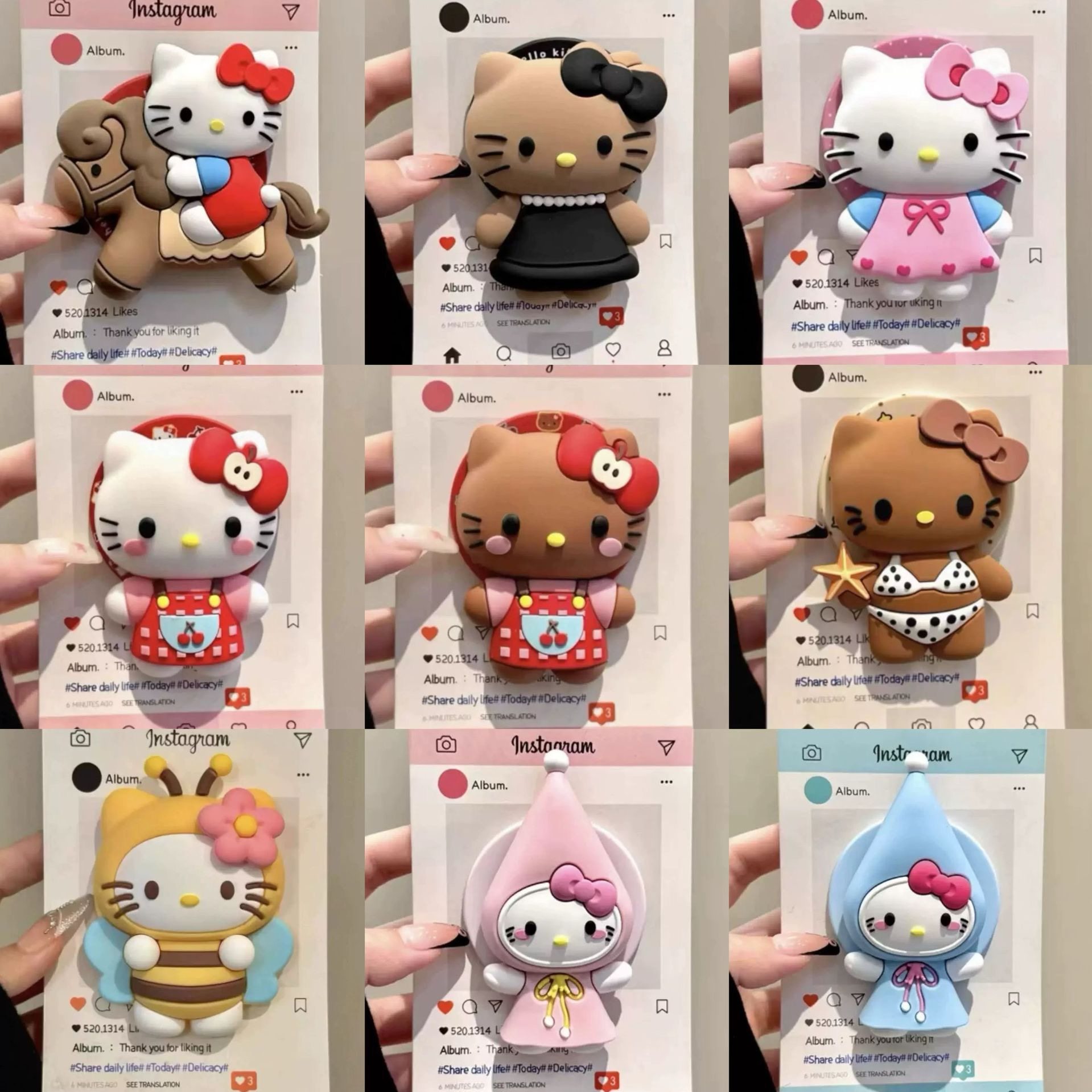 立体卡通硅胶kitty猫适用MagSafe磁吸支架强吸附力可伸缩桌面气囊