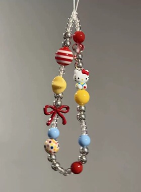 ins风韩系链蝴蝶结kt珠子挂件串珠手链ccd挂件相机挂件