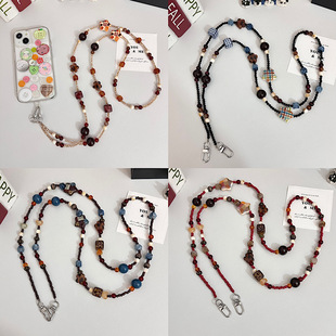 ins复古美拉德串珠手工彩色链链条跨链挂绳ccd相机包挂件
