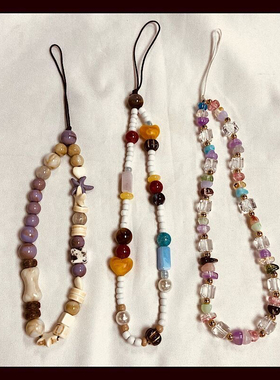 甜美少女挂饰手链串珠挂绳手腕挂链短款女生diy手工ccd相机配饰丢