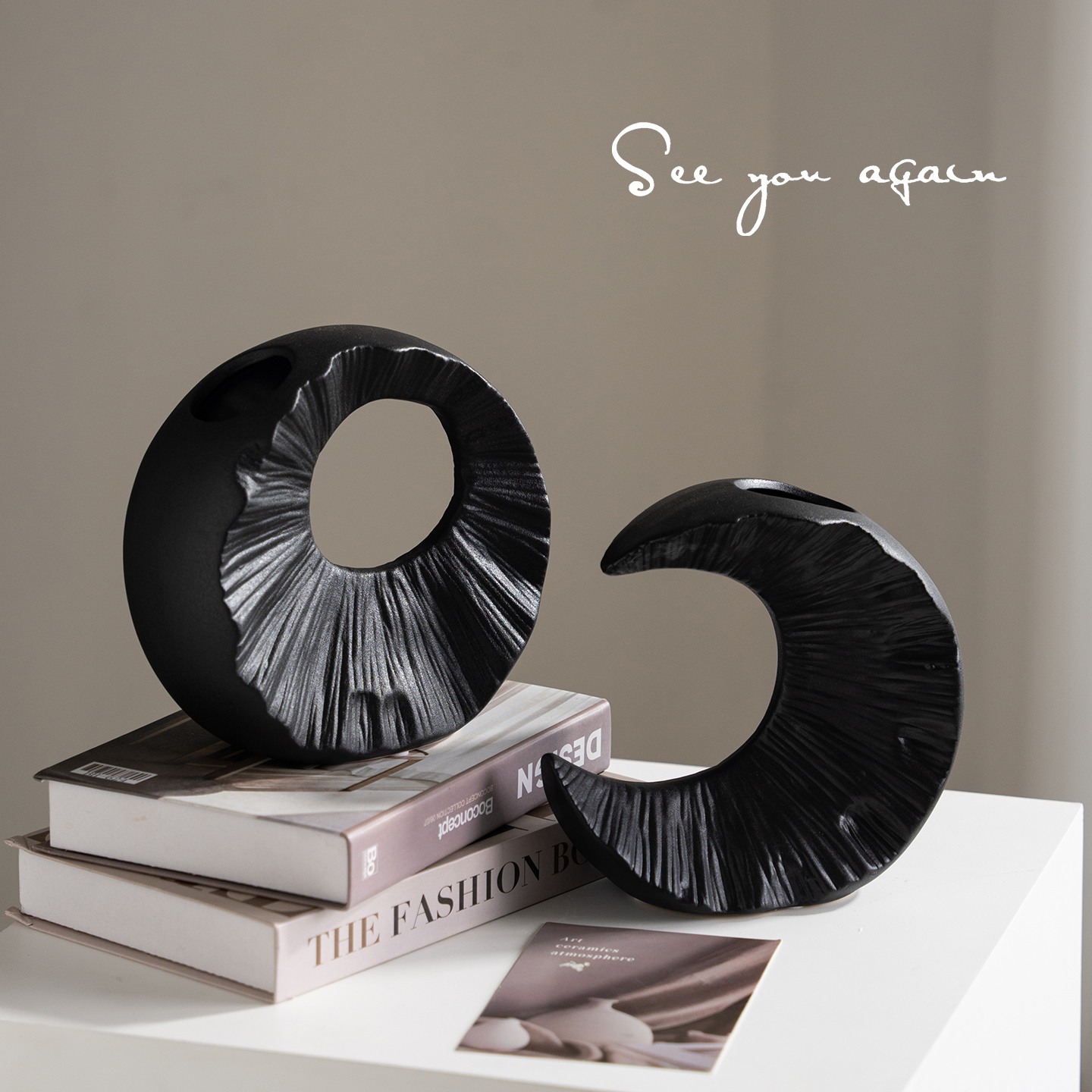 现代简约风黑色高级感客厅玄关摆件轻奢电视柜桌面装饰品创意摆设