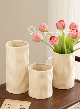 花瓶法式陶瓷高级感客厅水培鲜花玫瑰郁金香插花摆件复古创意装饰