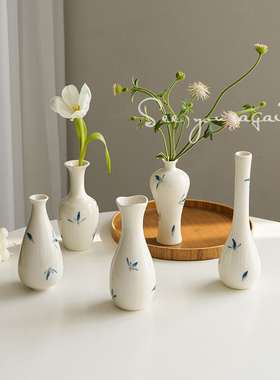 高级感青花瓷小花瓶水培陶瓷花瓶迷你花器鲜花干花插花装饰品摆件