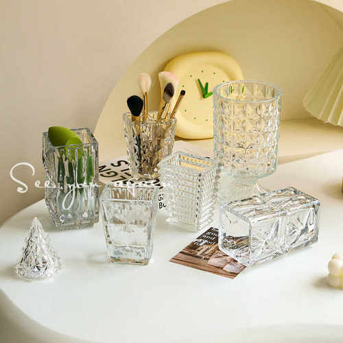 ins韩国创意玻璃透明小众眉笔筒