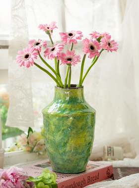 陶瓷花瓶法式复古田园风手绘油画艺术高级感插花鲜花客厅玄关装饰