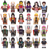 原创积木人仔无限列车鬼灭之刃动漫周边炭治郎蝴蝶忍拼装 儿童玩具