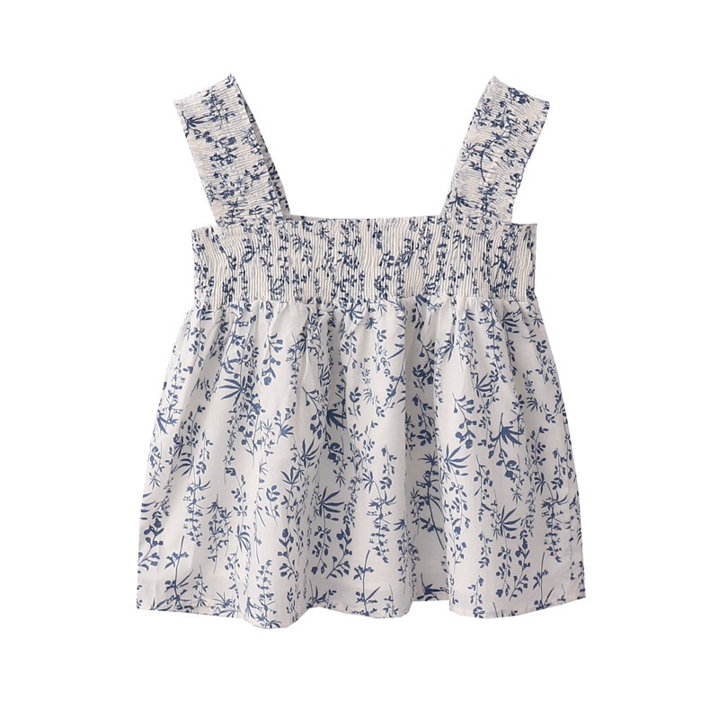 自制夏季新款韩风小清新碎花显瘦抹胸小吊带背心女娃娃款纯棉上衣