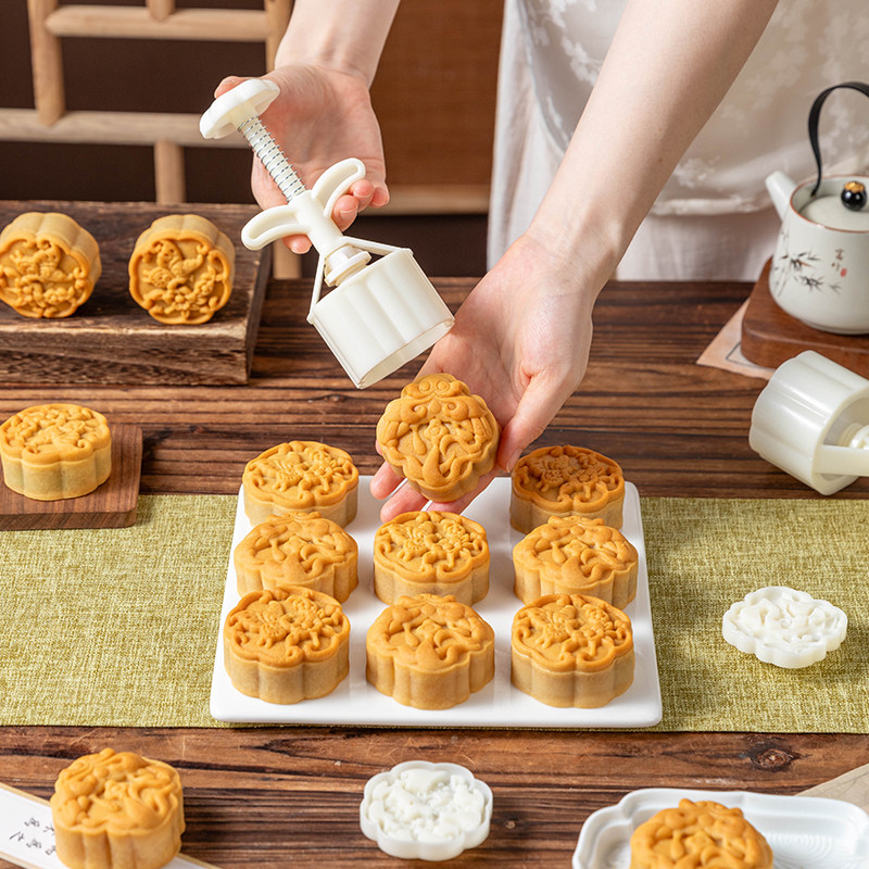 2026新款绿豆糕点心模具家用食品级手按压式冰皮中式月饼烘焙压花