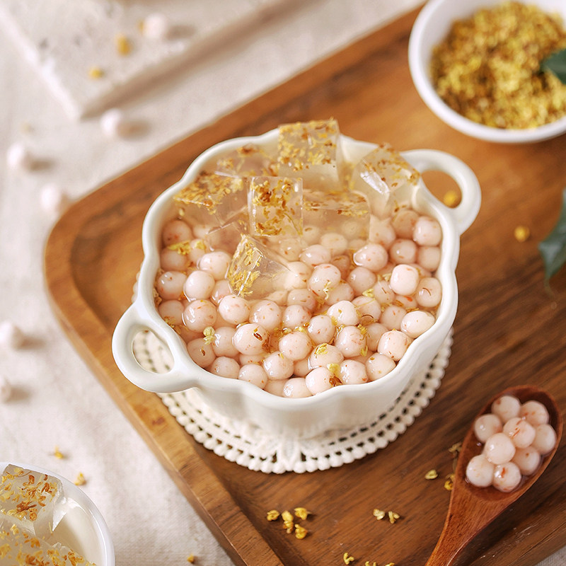 糯米小丸子500g桂花味原味商用芋圆冰汤圆酒酿小圆子醪糟丸子配料