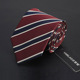 红色领带男正装 商务高档男士 英伦酒红色条纹新郎结婚高级拉链手打