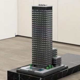 中国积木建筑街景MOC-219954纽约市西格拉姆大厦拼装玩具礼物模型