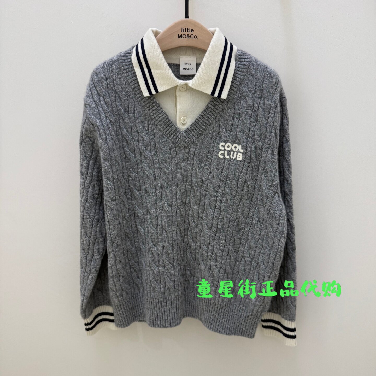 littlemoco国内代购26年冬款男女童假两件针织衫毛衣KBF4SWTT08