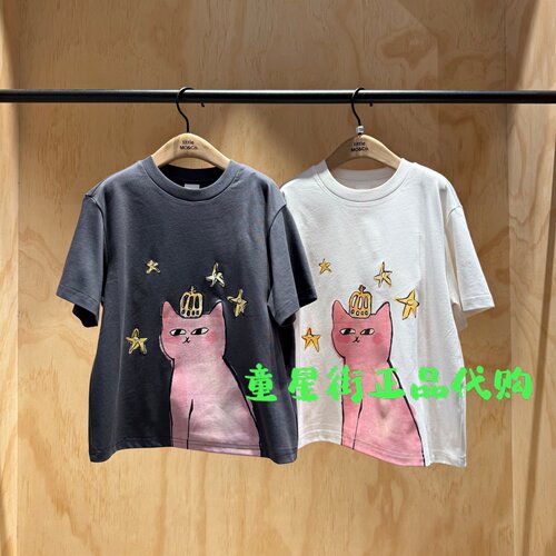 little moco专柜正品26年春款女童卡通猫咪短袖T恤KBF1TEET15奥