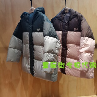 little moco专柜正品24年冬男女童中长款连帽羽绒服外套4EIN029
