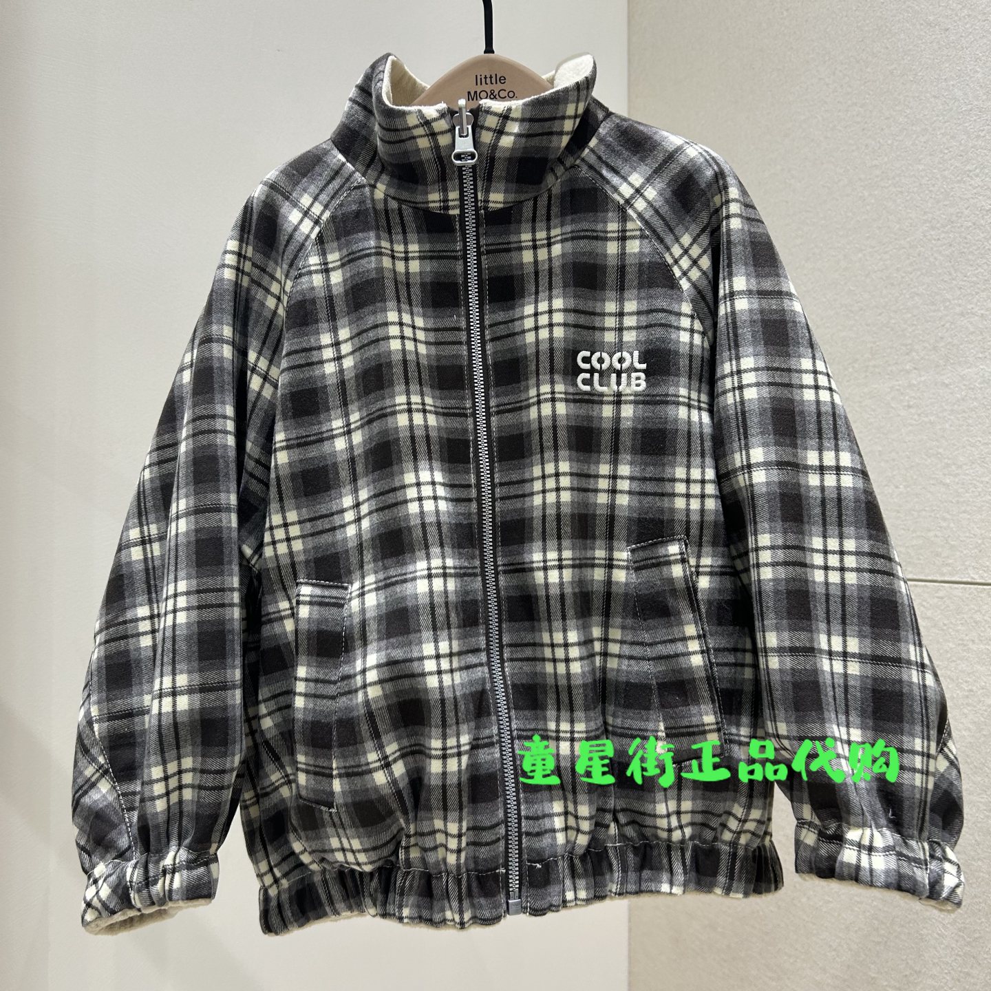 littlemoco国内代购26年冬款男女童双面穿格纹立领外套KBF4COT014