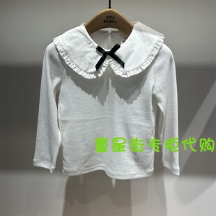 little moco专柜正品25年春女童娃娃领针织长袖打底衫KBE1TOP005