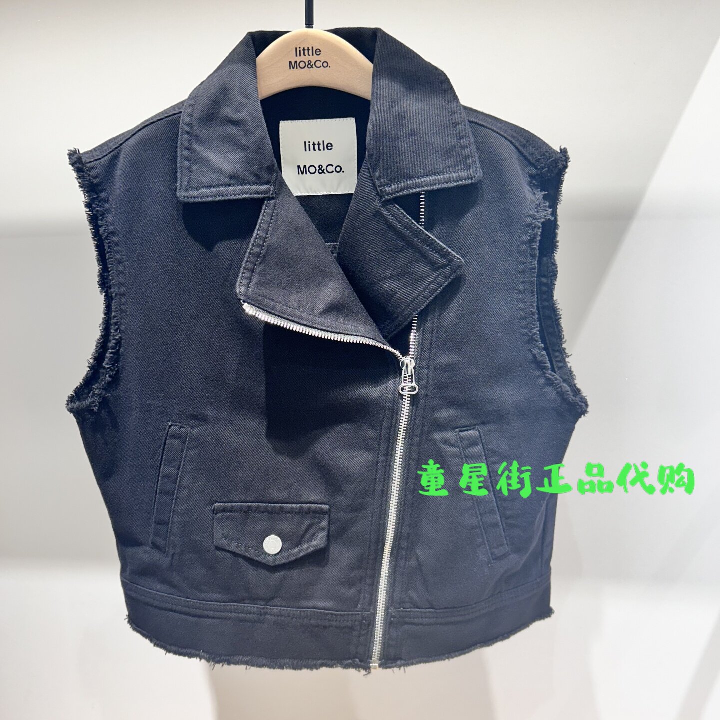 littlemoco专柜正品25年秋男女童机车风牛仔马甲背心KBE3JKT010