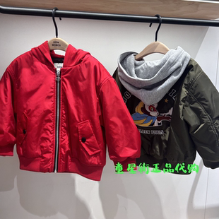 little moco专柜正品26年春男女童连帽拼接棉衣外套KBF1QJK014
