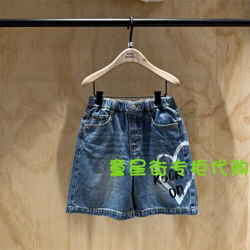 little moco专柜正品25年夏男女童涂鸦休闲牛仔短裤KBE2SOTT05奥