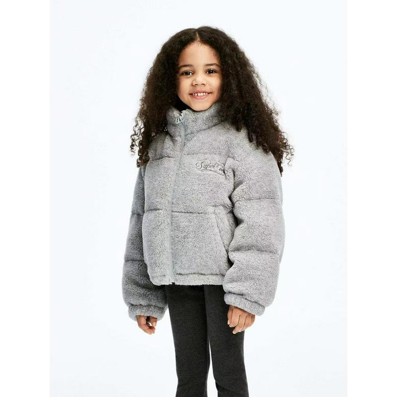 little moco专柜正品24年冬男女童立领绣花羽绒服外套4EIN030