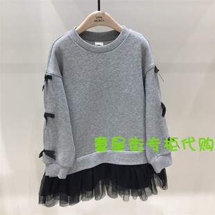 little moco专柜正品25年春女童蝴蝶结卫衣连衣裙KBE1DRS010