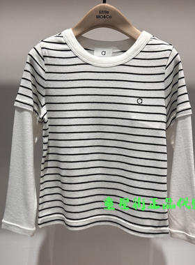 littlemoco国内代购26年秋款男女童条纹假两件长袖T恤KBF3TEE022