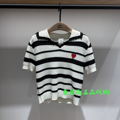 littlemoco国内代购26年夏款女童条纹针织短袖T恤KBF2SWT001