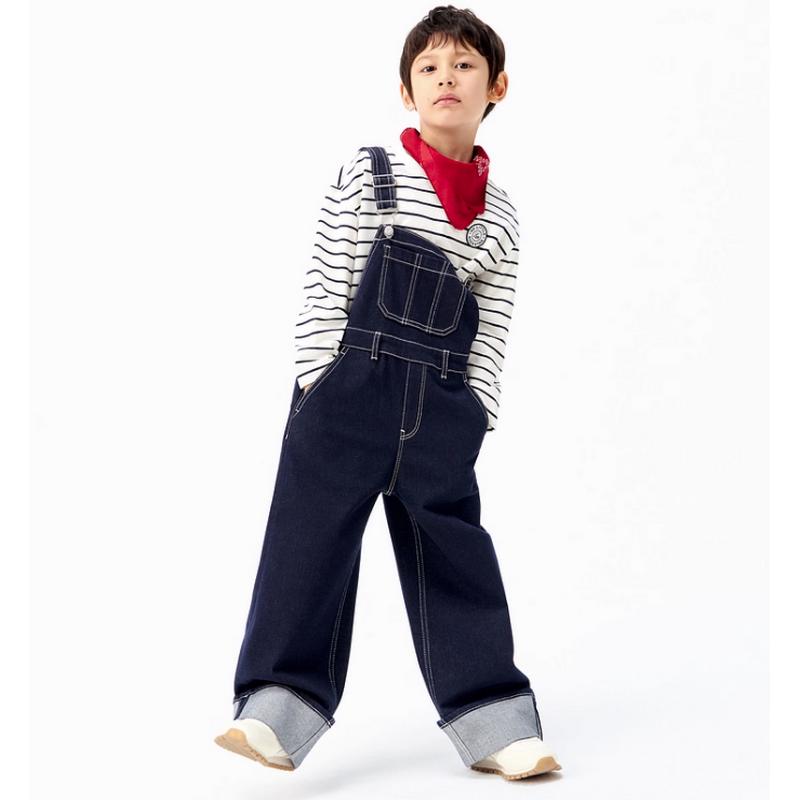 littlemoco专柜正品25年秋男女童牛仔背带裤连体长裤KBE3JPS003