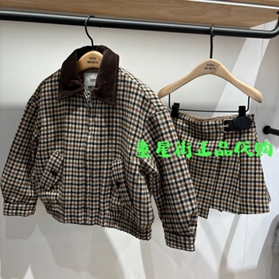 little moco专柜正品25年冬款女童经典格纹长袖外套KBE4QJK011