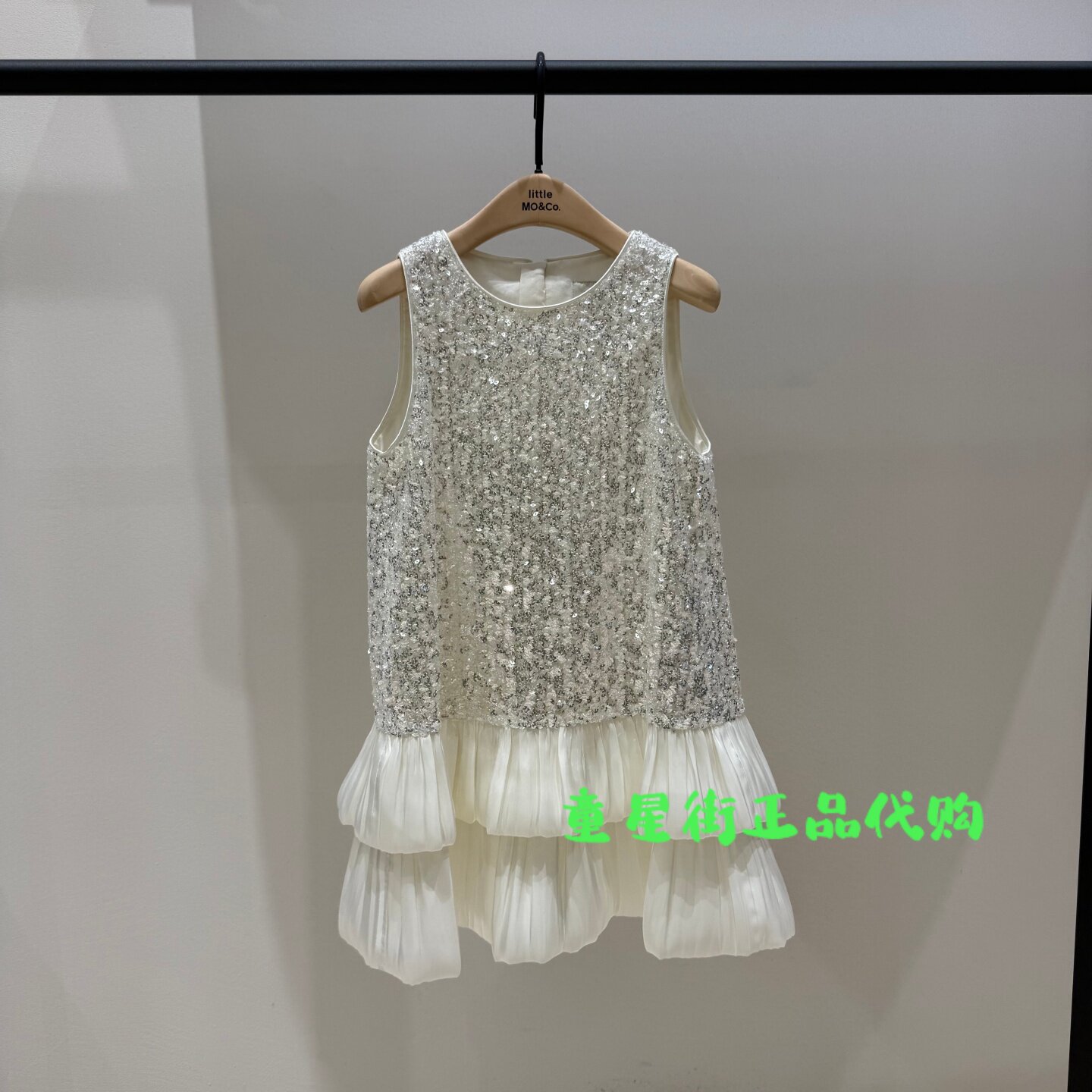 littlemoco国内代购26年秋款女童珠片绣无袖礼服连衣裙KBF3DRS016