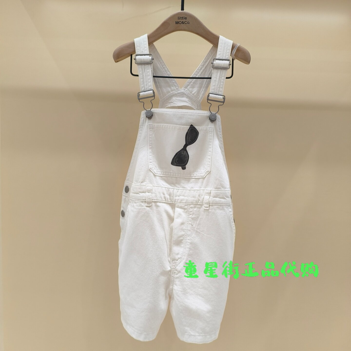 littlemoco国内代购26年夏男女童白色背带短裤KBF2JPS003