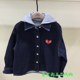 26年春款 正品 男女童连帽拼接牛仔外套KBF1JKT028 moco童装 little